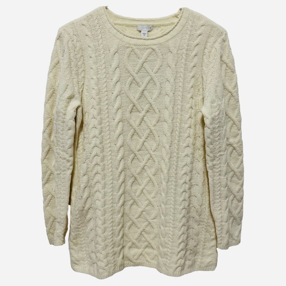 J. Jill Sweaters - J. Jill Bone White Cream Chenille Cable Knit Pullover NWT XS